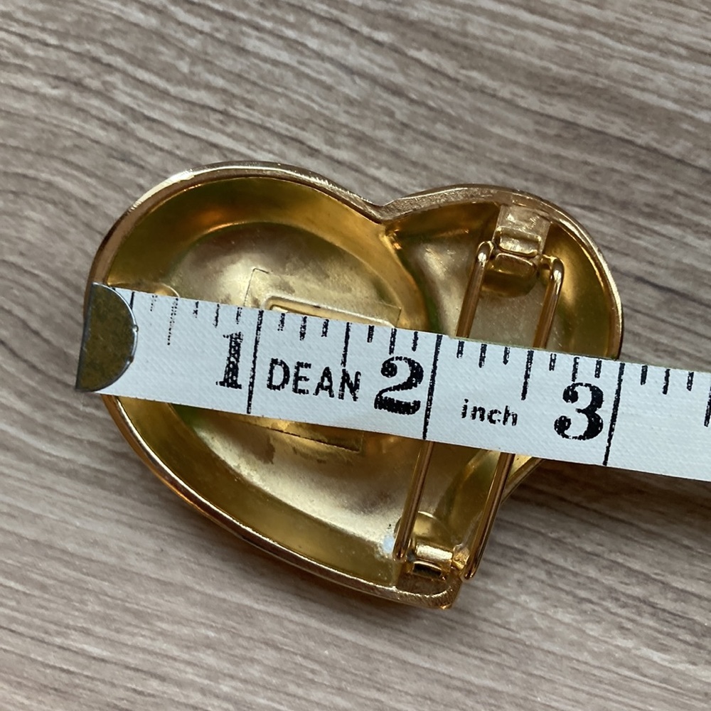 Puffy Heart belt buckle in gold color brass - Picture 5 of 14